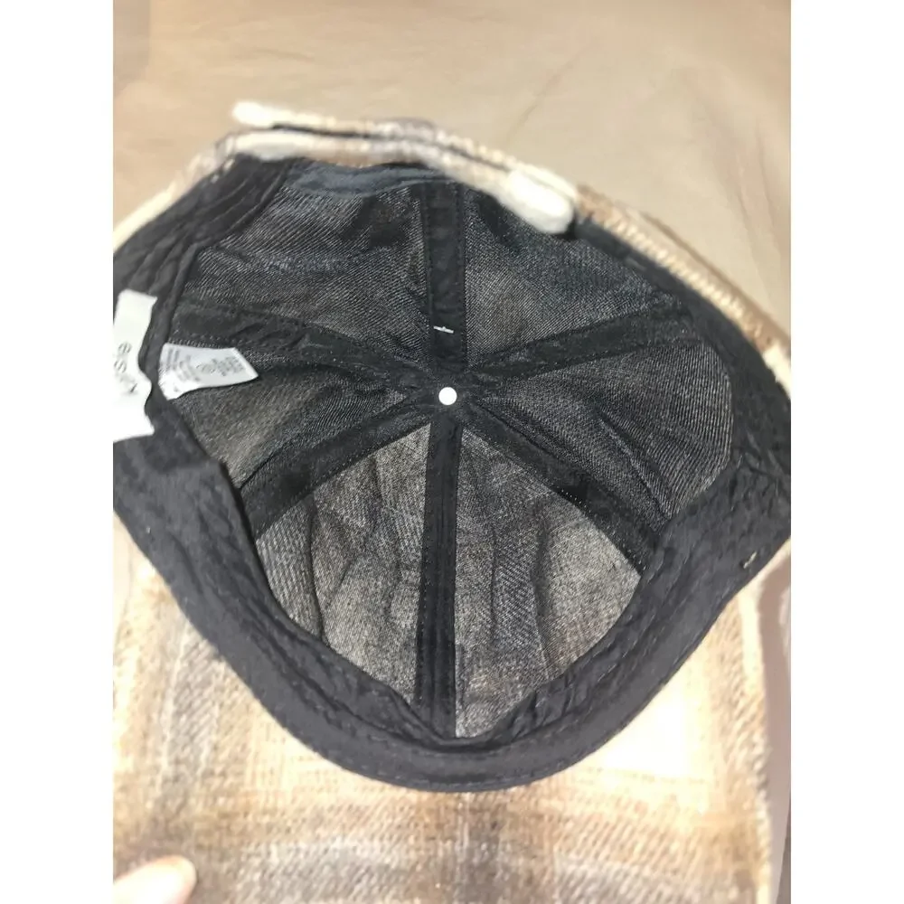 Kensie Brown and Tan Plaid Flannel Baseball Cap Hat